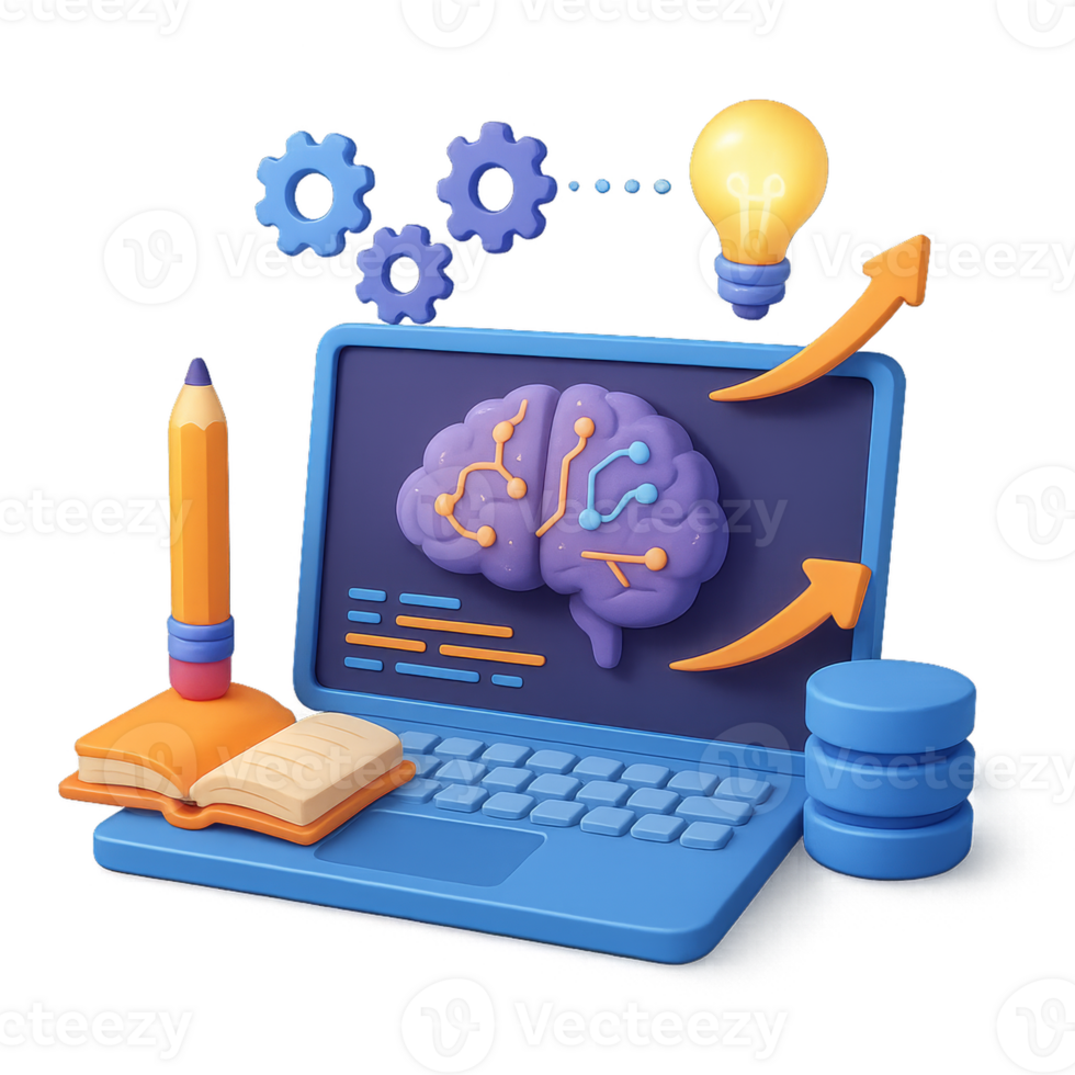 Simple Computer Systems for Self Learning and Education Concept png
