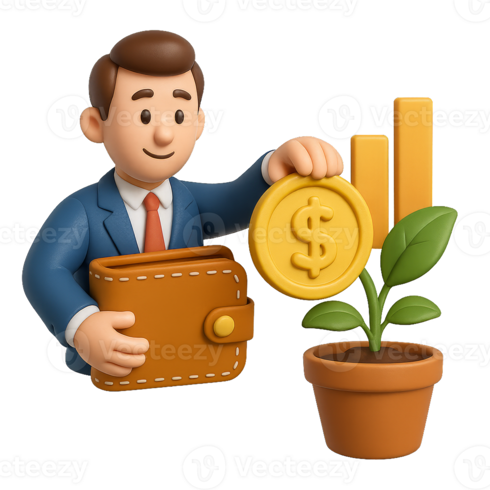 Entrepreneur's Journey to Success with Simple Financial Growth png