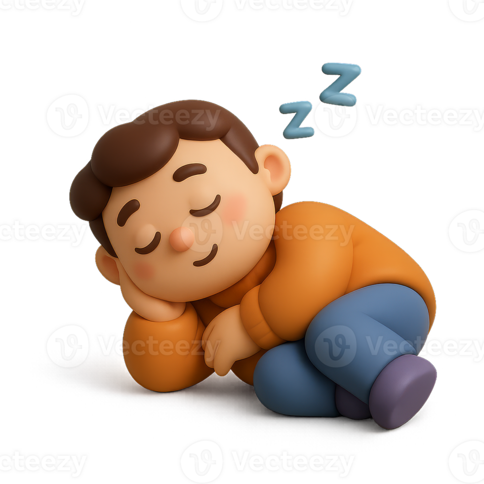 Cute 3D Character Taking a Nap in a Relaxing Scene png
