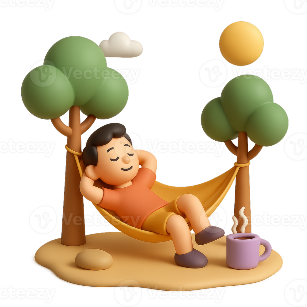 Relaxing in a 3D Scene with a Hammock and Trees for Calm Moments png