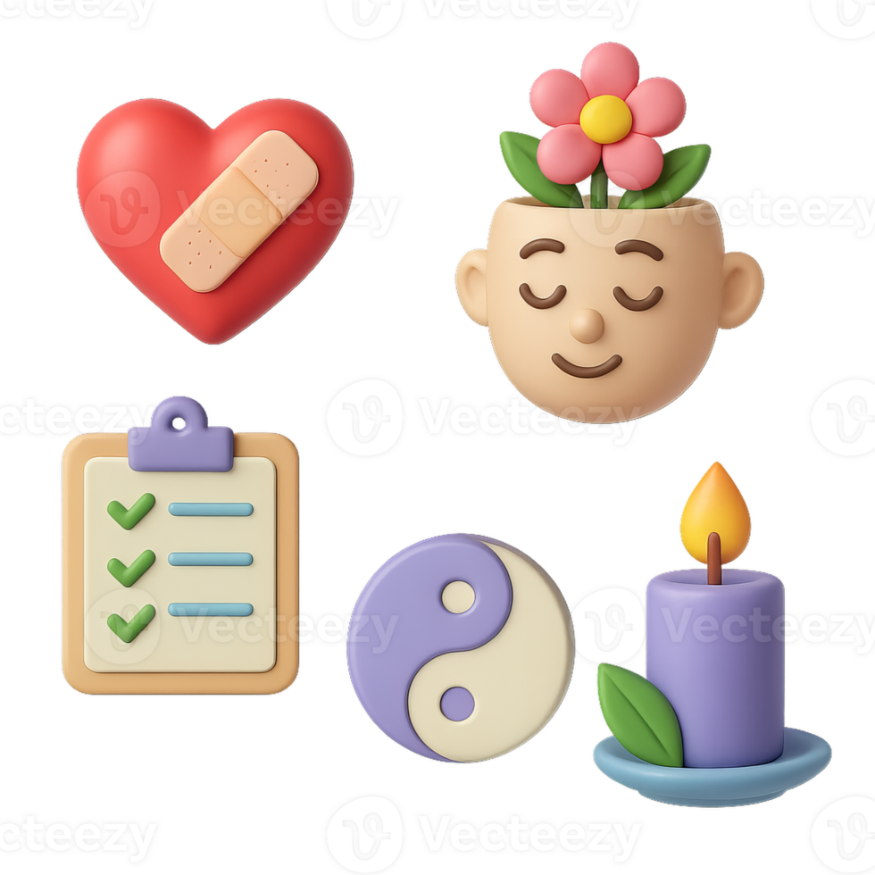 3D Wellness Visualization of Simple Elements for Relaxation and Balance png