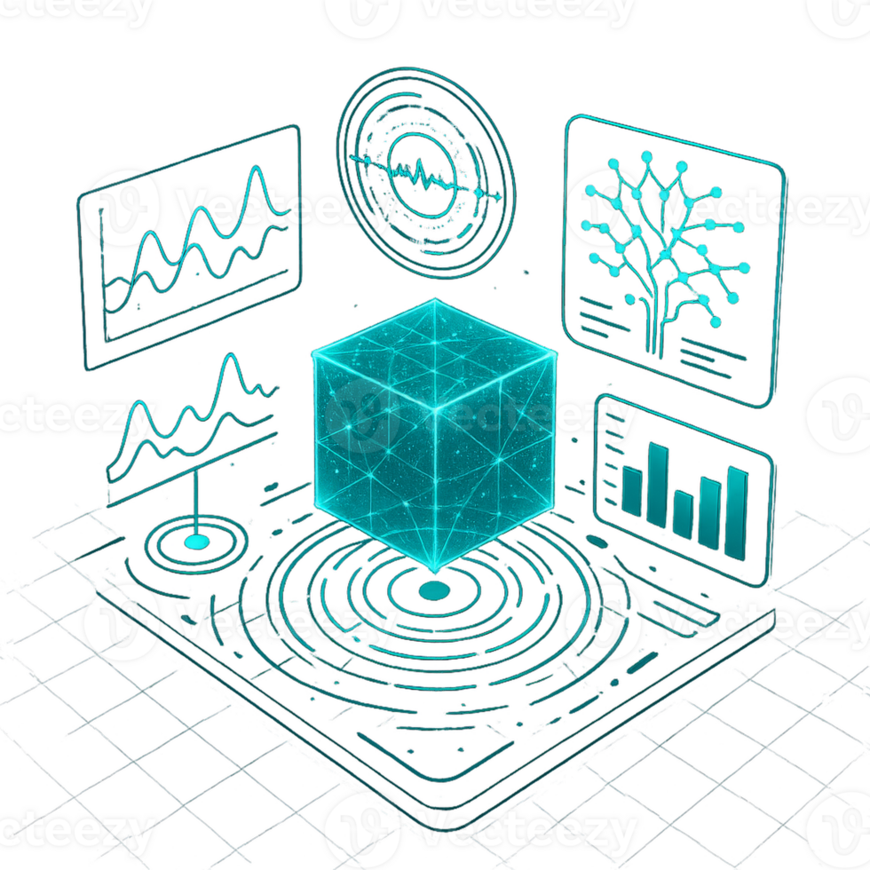Futuristic Holographic Interface With Data Visualization Elements png