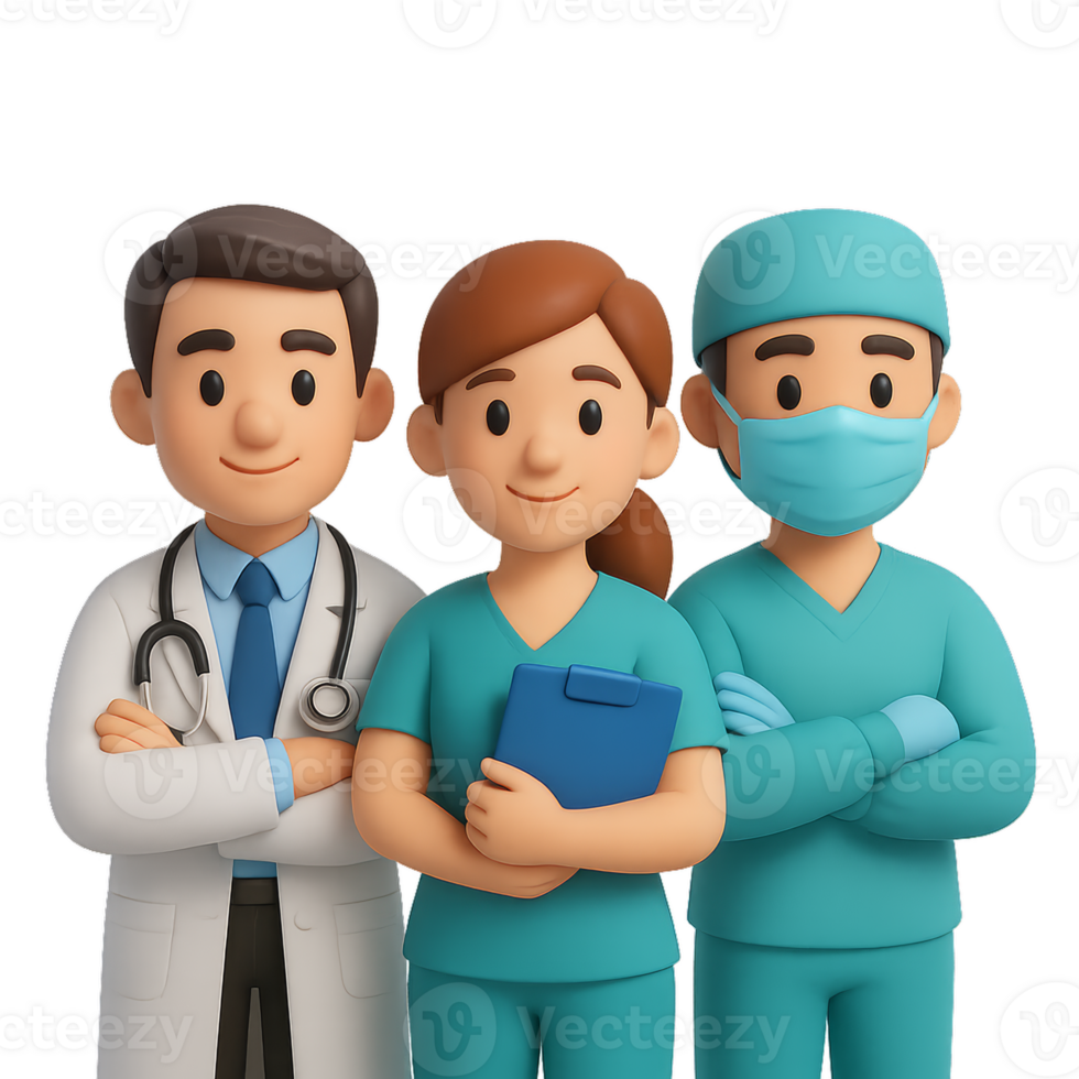 Inspirational 3D Healthcare Heroes in Professional Attire png
