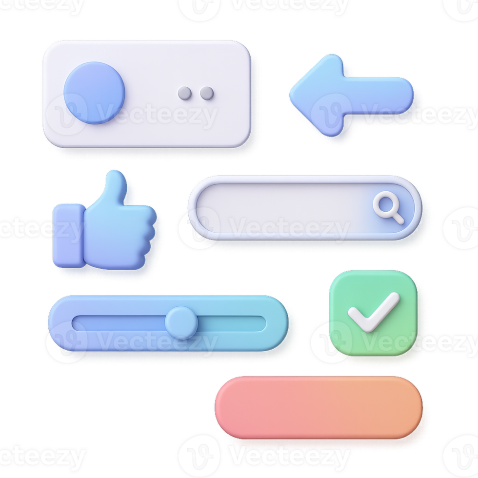 Simple 3D UI Elements for Enhanced User Experience in Design png