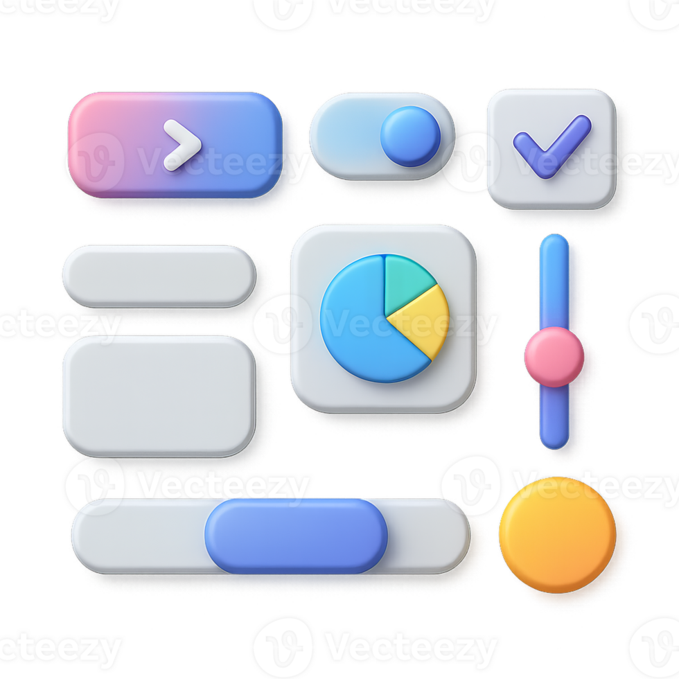 3D UI UX Elements for Simple Web and App Design Projects png