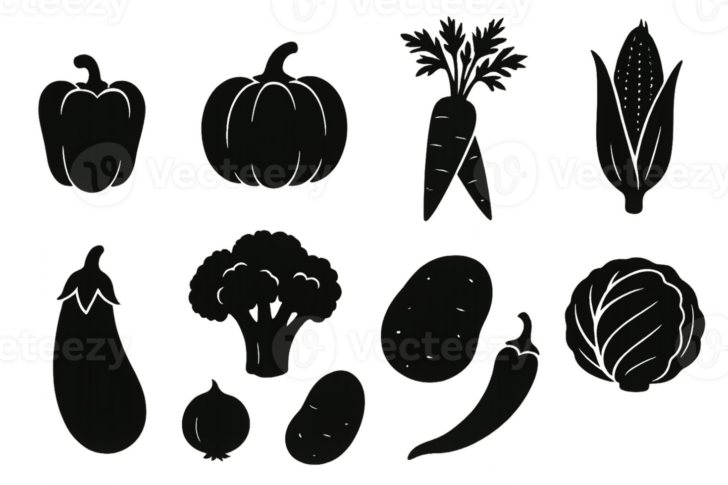 Silhouette Collection of Fresh Vegetables for Creative Projects png
