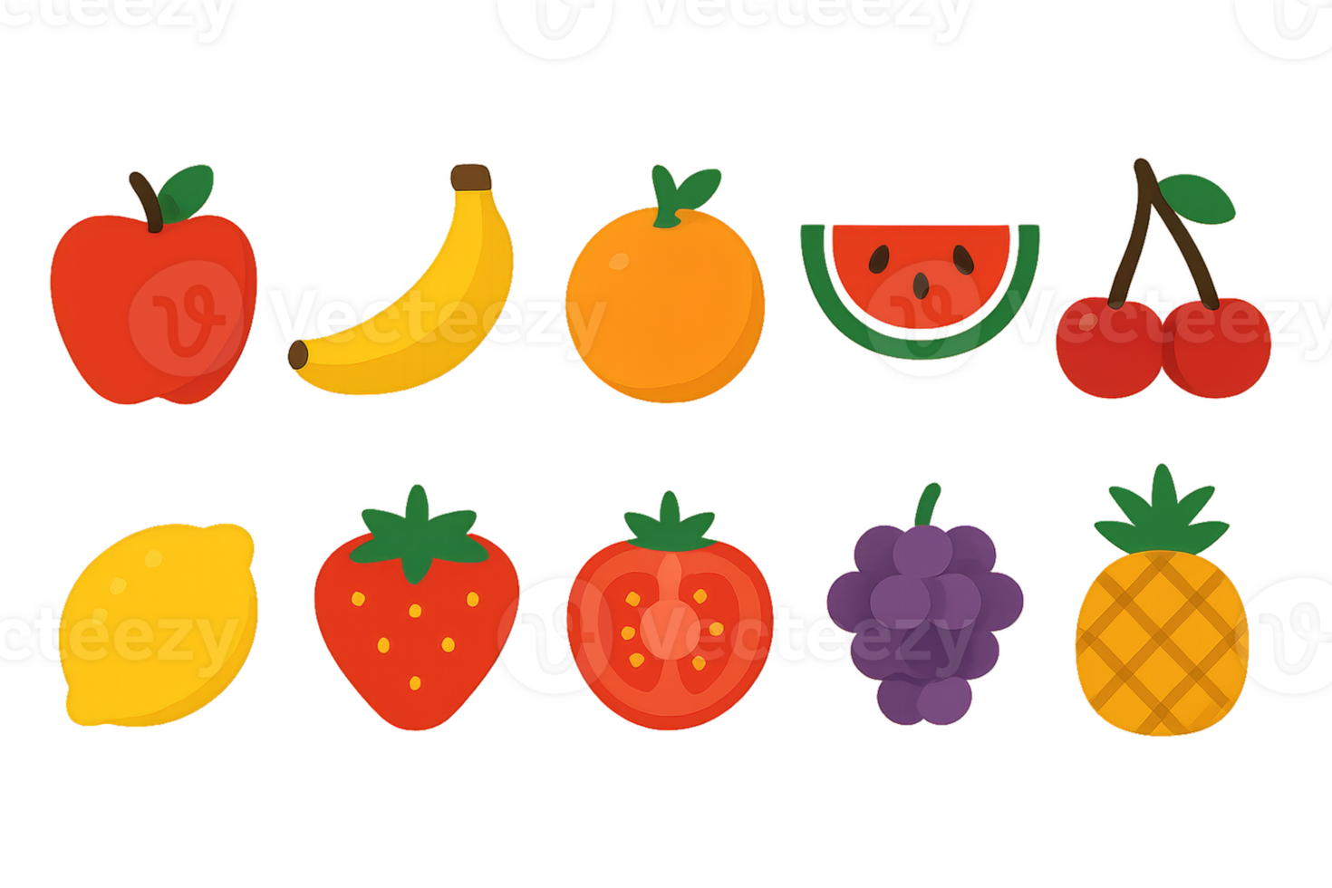 Colorful Collection of Simple Fruit Icons for Creative Projects png