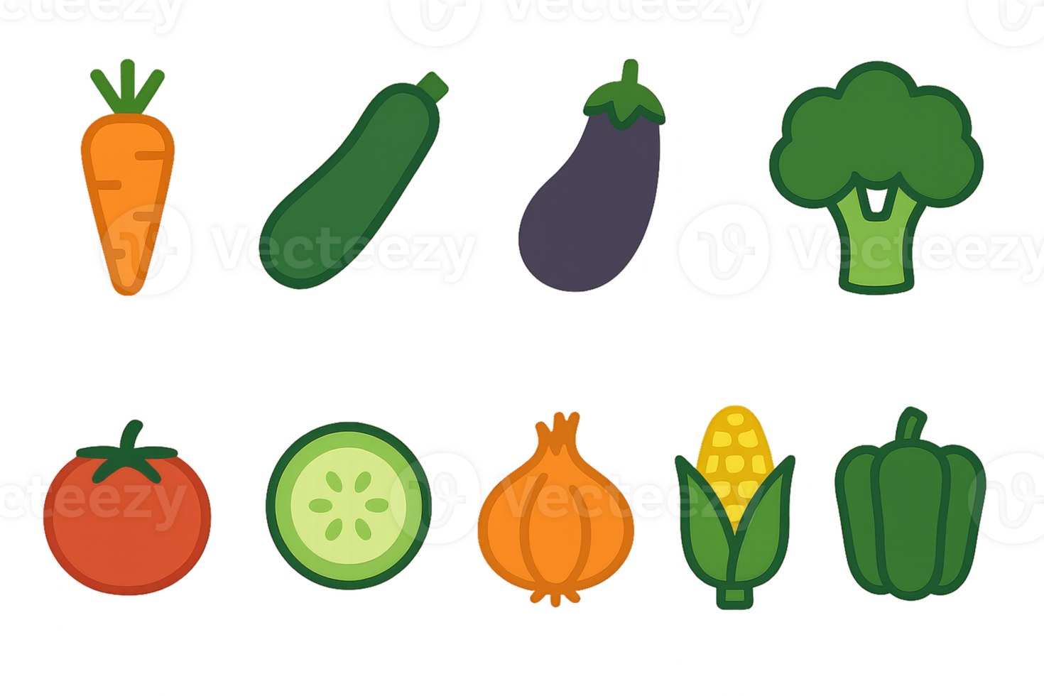 Colorful and Simple Vegetable Icons Set for Web and Print Use png