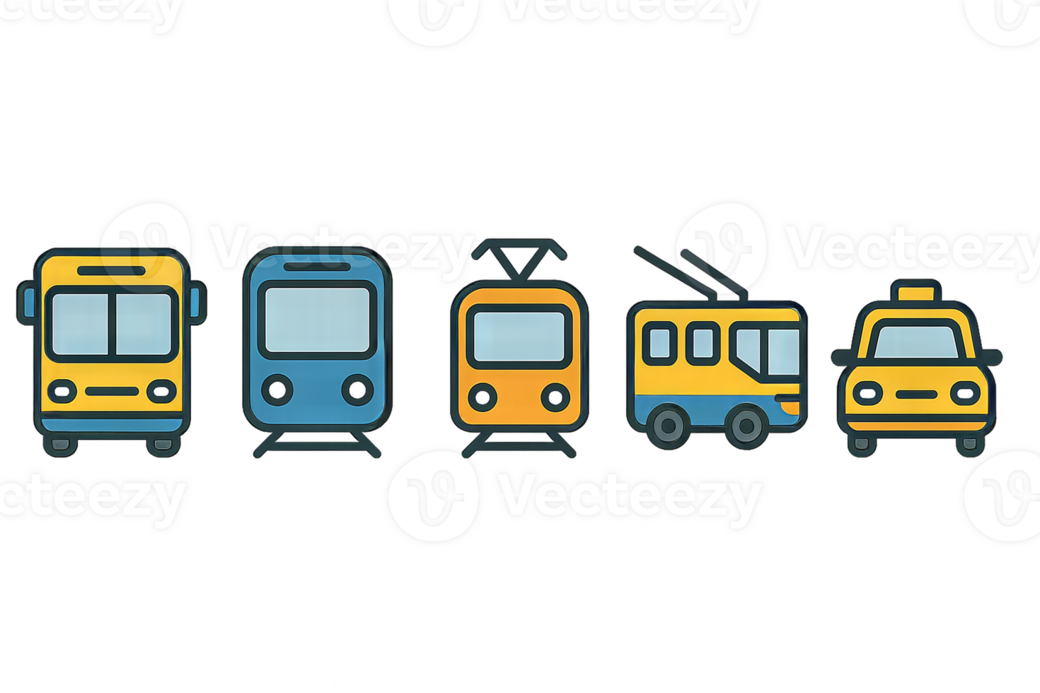 Simple Icons Representing Various Modes of Public Transport Vehicles png