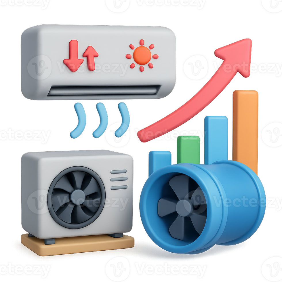 Simple 3D HVAC Design with Air Conditioning and Ventilation Elements png