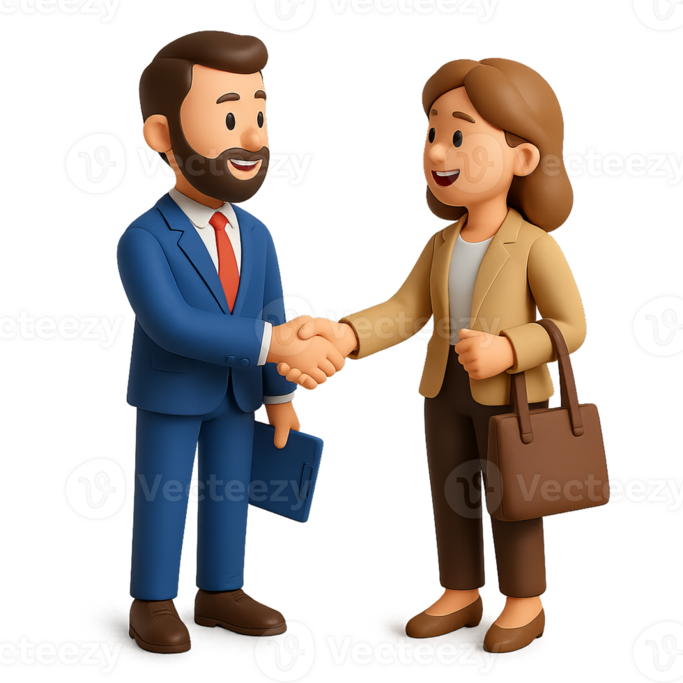 3D Characters Shaking Hands for Collaboration and Opportunity in Business png