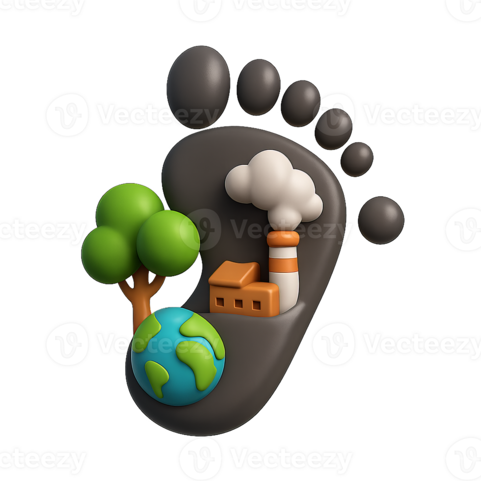Simple 3D Carbon Footprint Concept Featuring Earth and Environment png