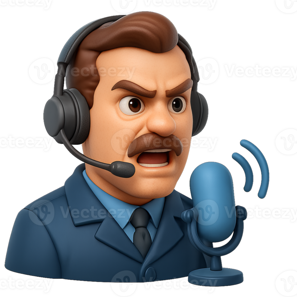 3D Character of Voice Commander with Microphone and Headset png