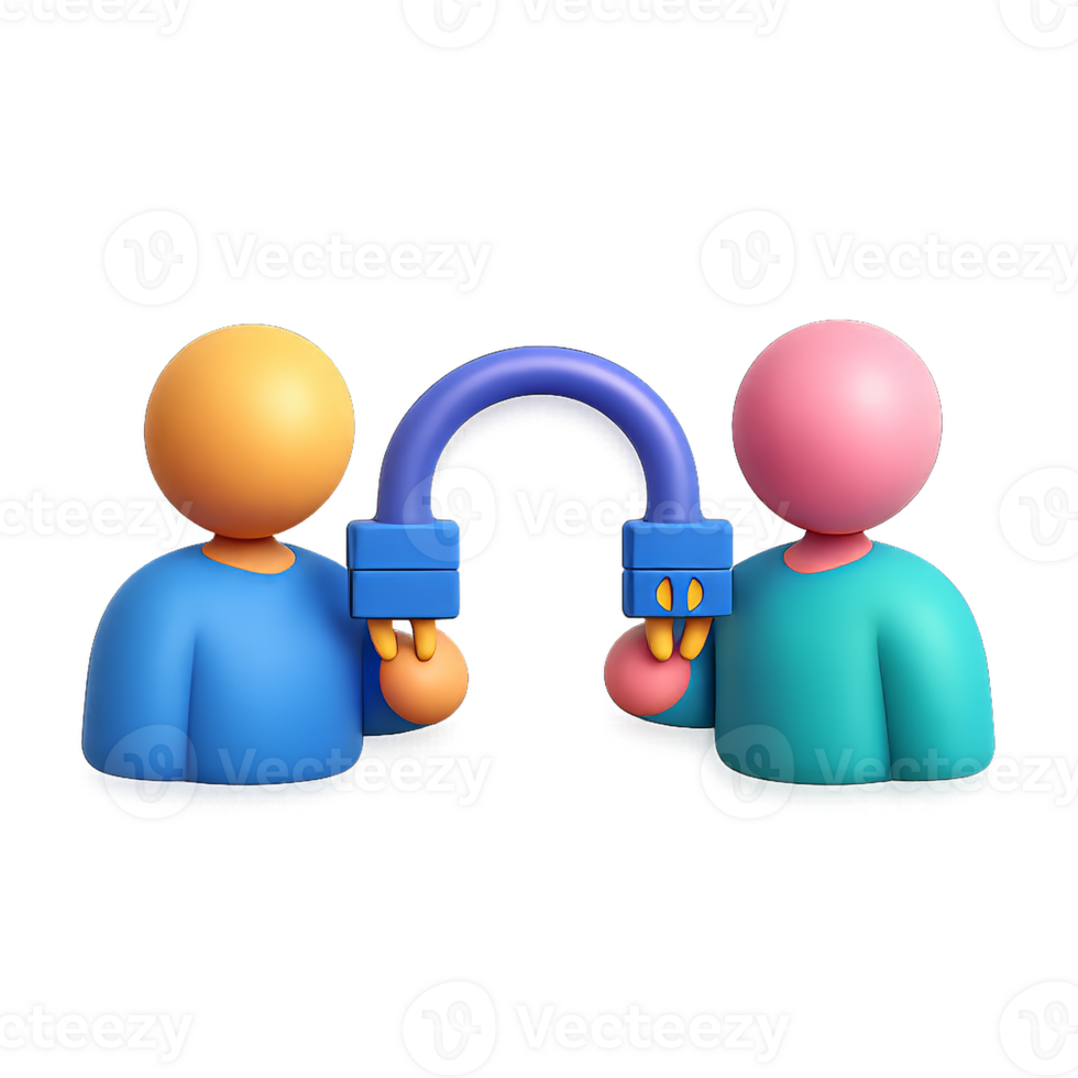 Simple 3D Visualization of Connection Between Two Abstract Figures png