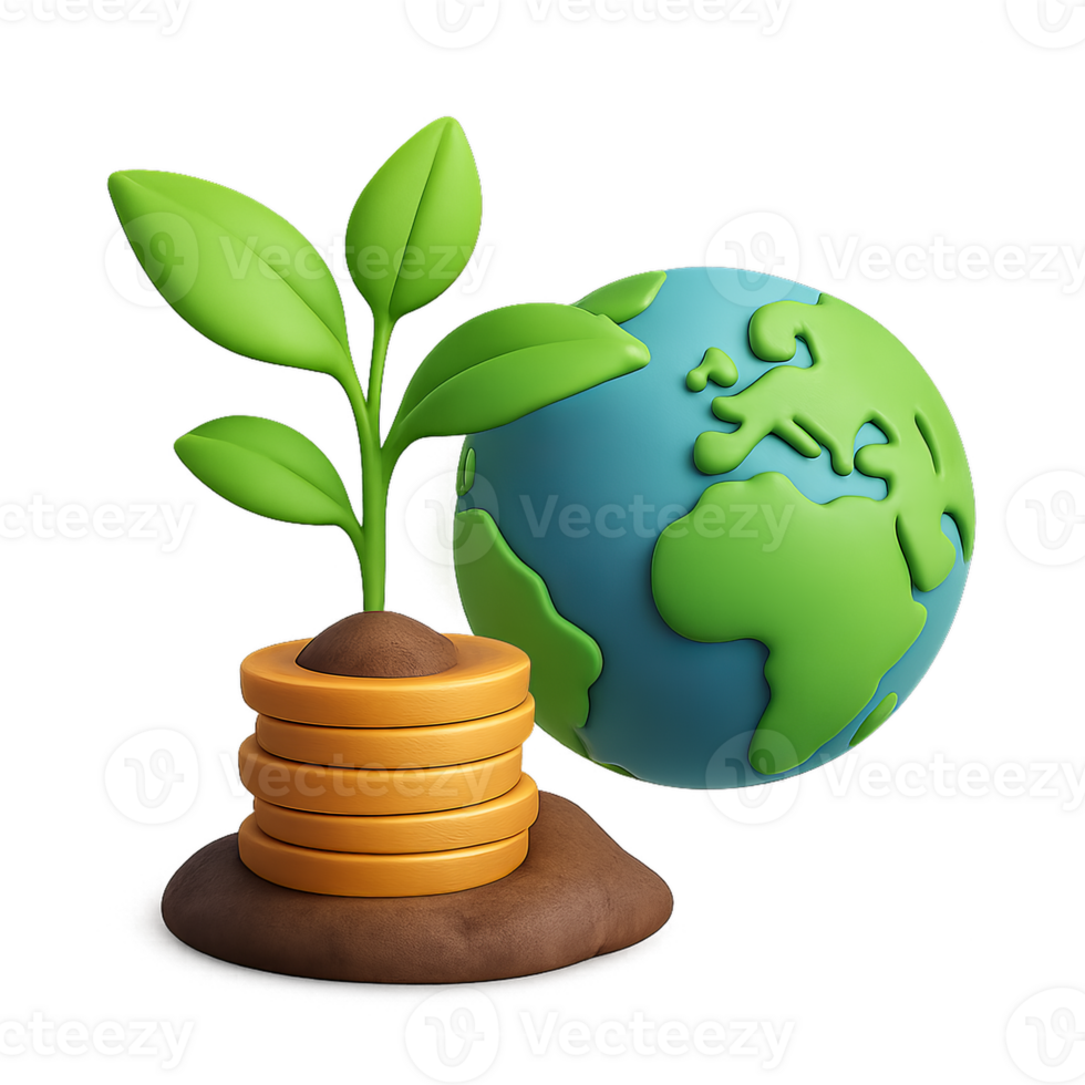 Sustainable Growth Concept with Plant and Earth Illustration png