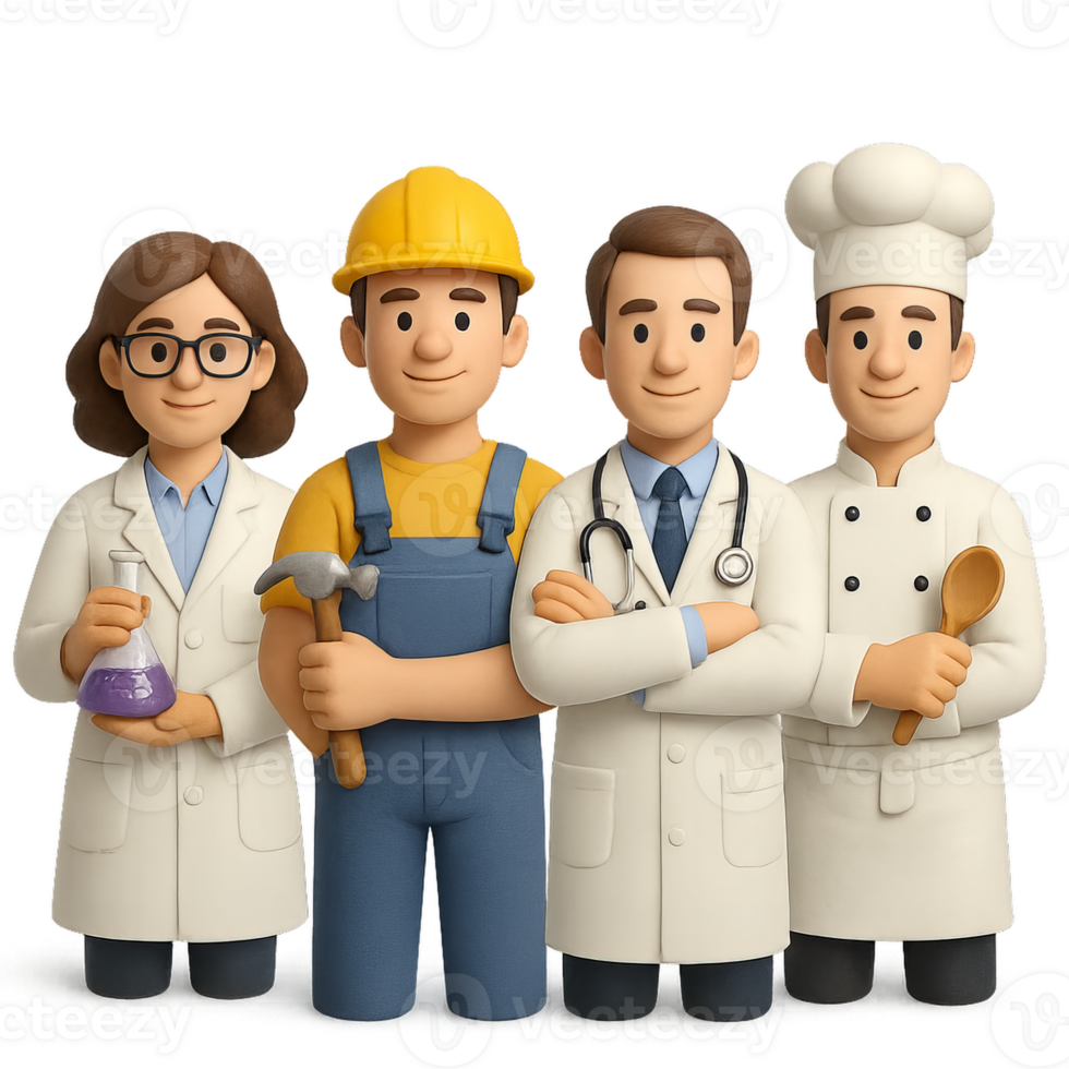 3D Characters of Experts in Various Professions for Creative Projects png