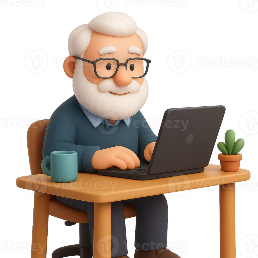 Senior Engineer Working on 3D Software in Modern Office png