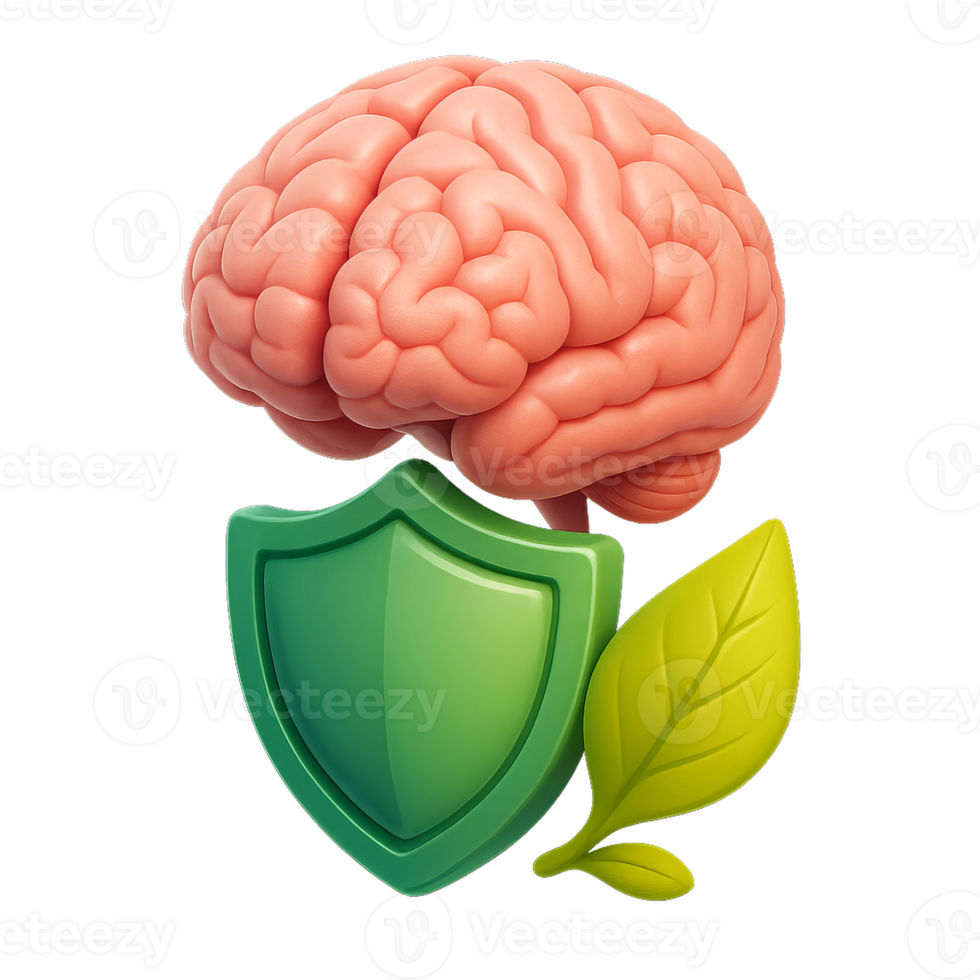Mind Health Protection with Brain and Shield Icon for Wellness Concept png