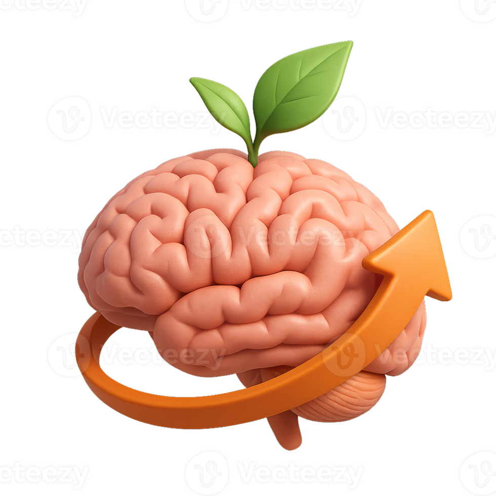 Visual Representation of Brain Growth and Anti-Aging Concept png