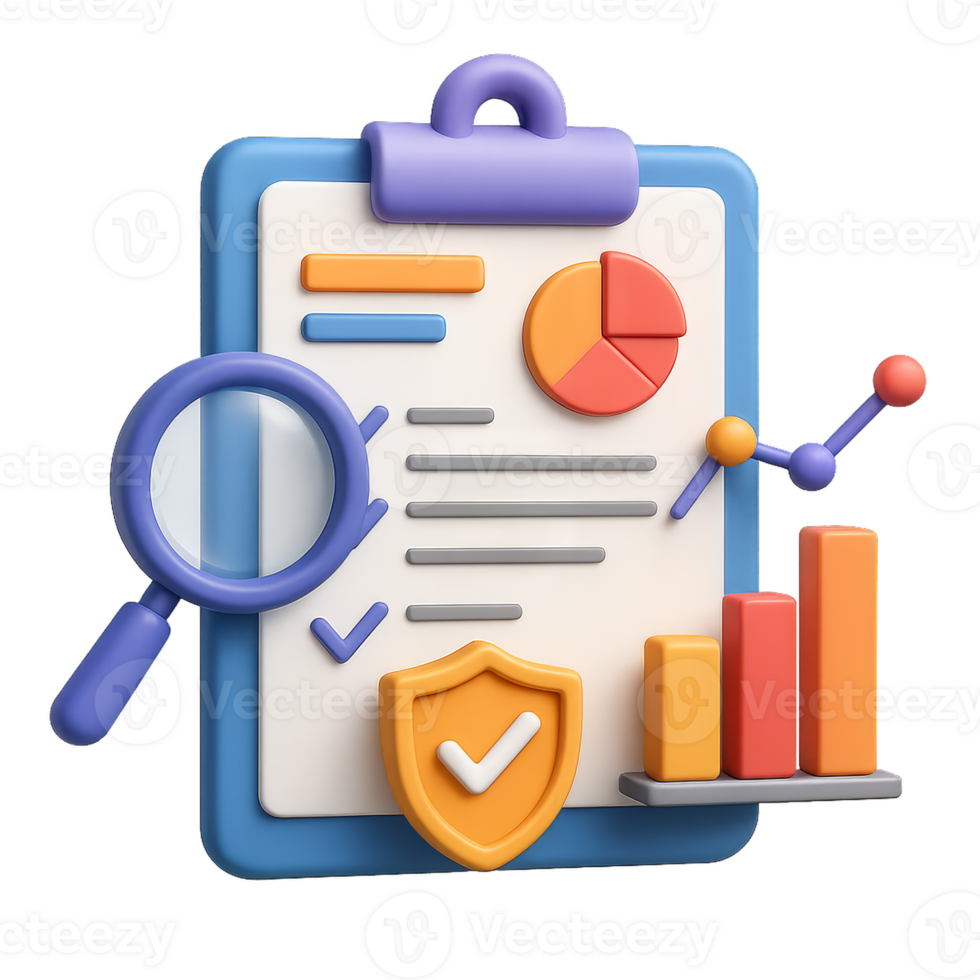 3D Transparent Design Simple Composition with Chart and Clipboard png