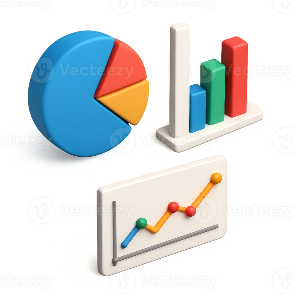 3D Data Visualization Elements for Simple Graph Representation png
