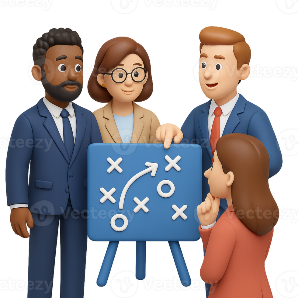 Professional Teamwork in 3D with Strategy Planning Concept png