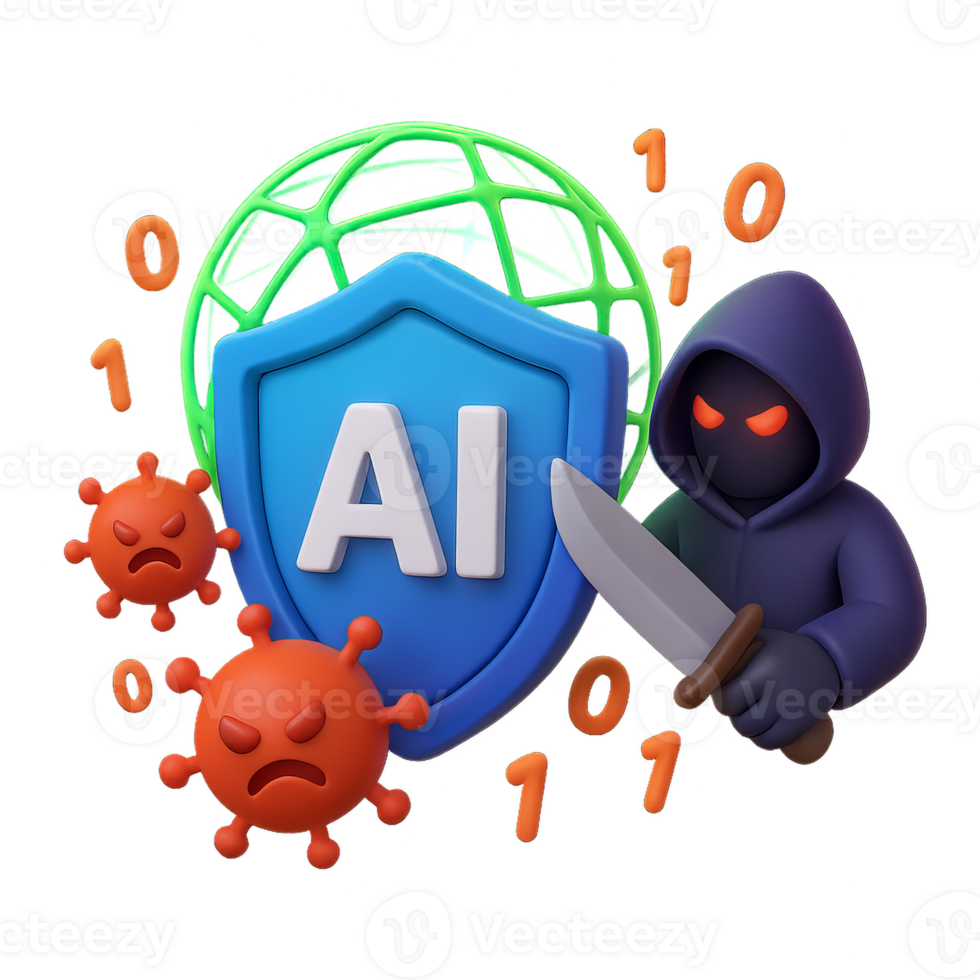 AI Cyber Security Concept Protecting from Digital Threats and Attacks png