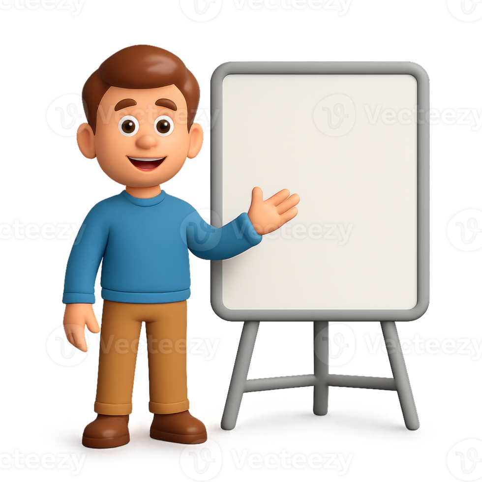 3D Character Presentation with Blank Display for Easy Composition png