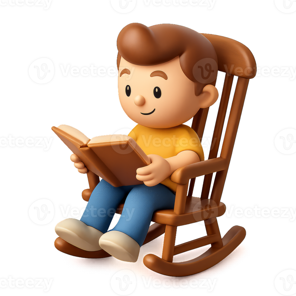 Cartoon Character Enjoying Relaxation While Reading a Book png
