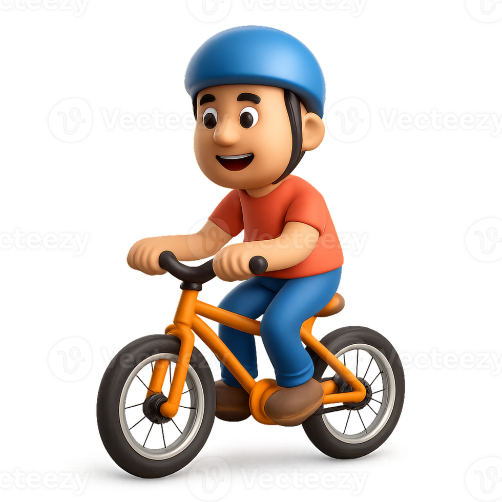 Cartoon Cyclist on Bicycle Enjoying an Adventure in Bright Colors png