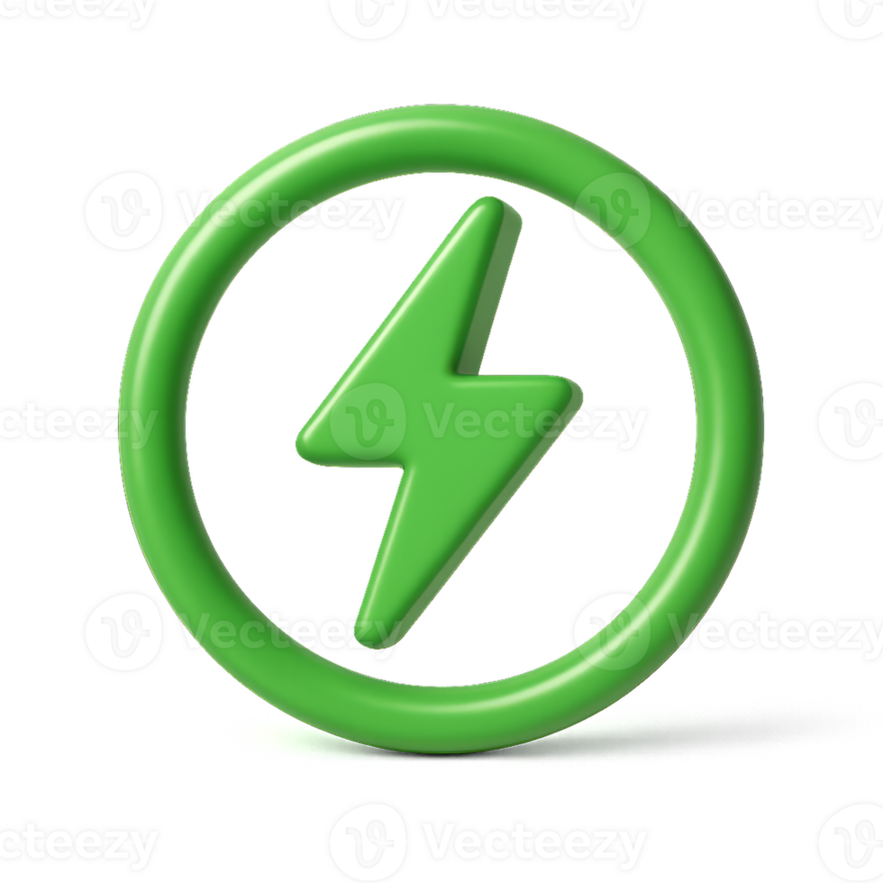 Green Electricity Icon in Simple Design for Modern Concepts png