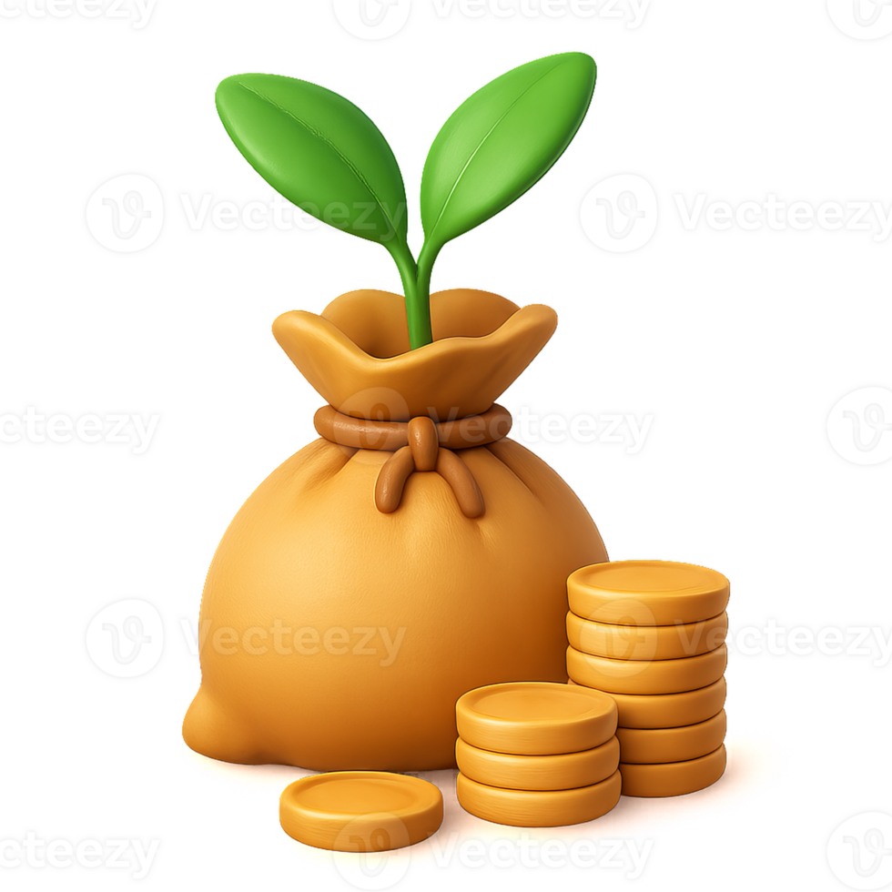 Growth of Wealth Through Simple Plant and Money Symbolism png