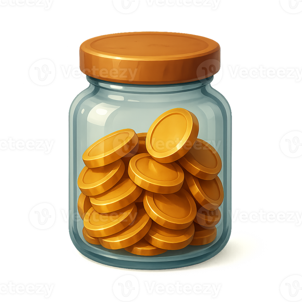 Simple Jar Filled with Shiny Coins for Creative Projects and Designs png