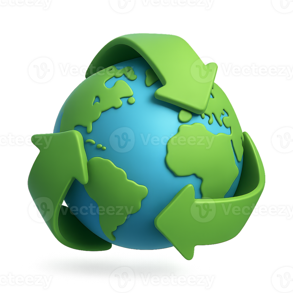 Simple Globe with Recycling Arrows Representing a Sustainable Future png