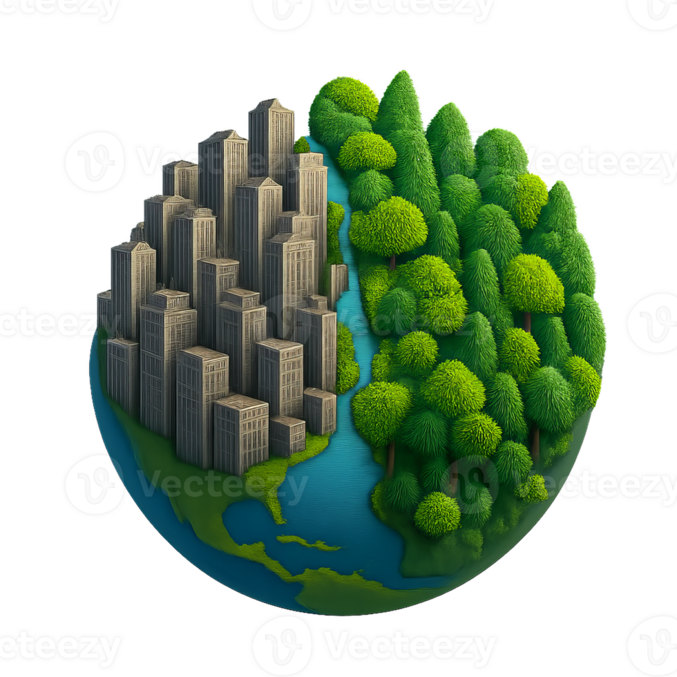 Urban and Forest Duality Represented in a Vibrant Global Landscape png