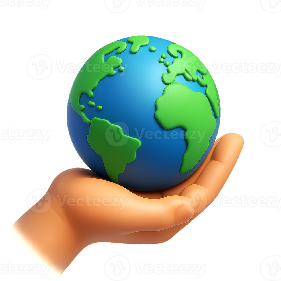 Simplistic Globe in Hand Symbolizing Care for the World and Nature png