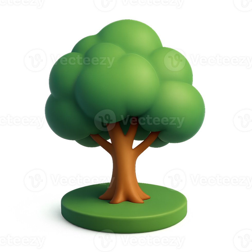 Simple 3D Tree Model in a Circular Base for Visual Composition png