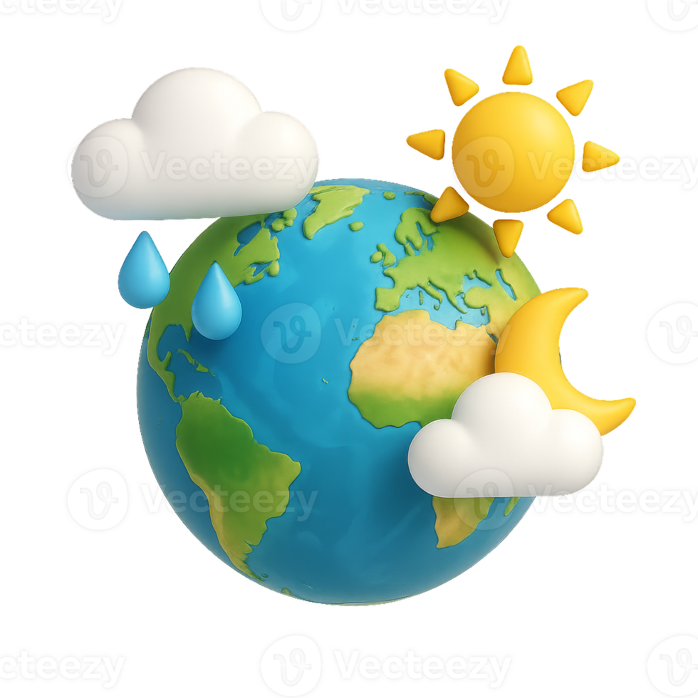 Colorful 3D Weather Icons Representing Global Conditions and Climate png