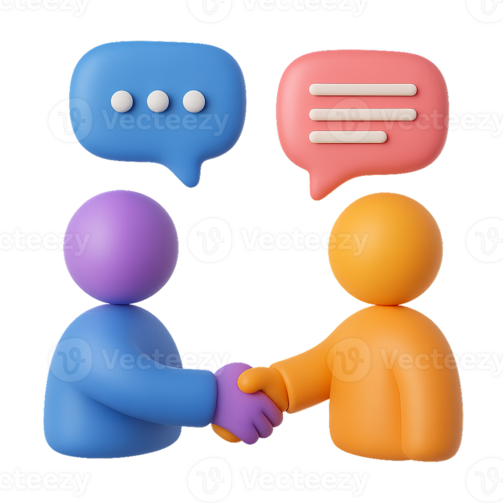 Colorful 3D Characters Engaging in Digital Connection and Communication png