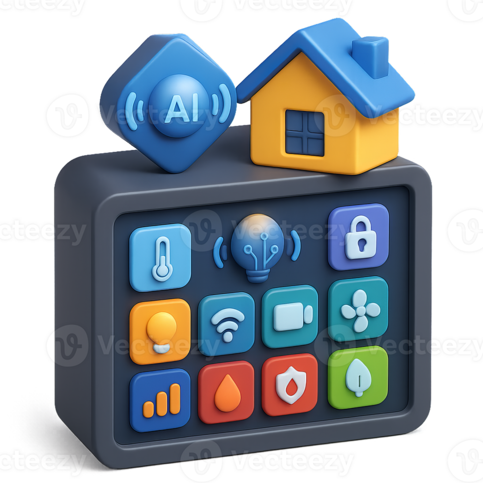 Modern Smart Home Control Interface with Futuristic Design Elements png