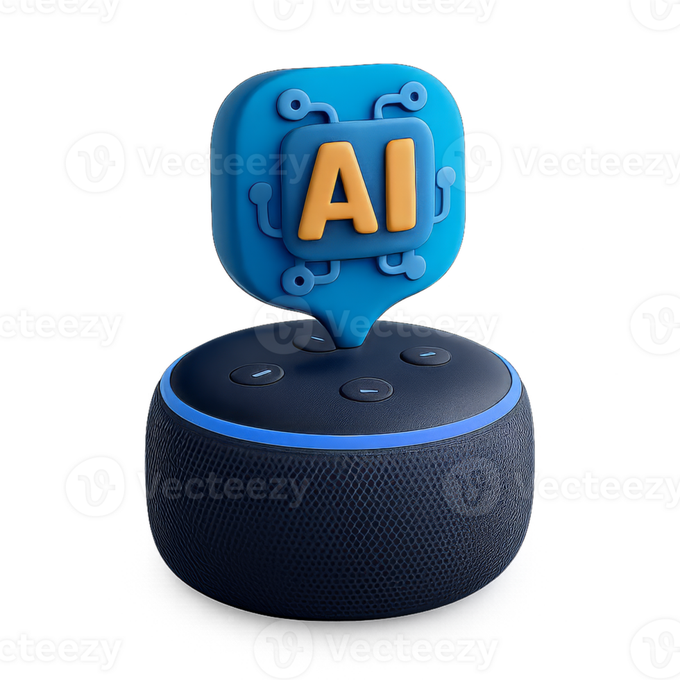 Simple 3D AI Speaker Design with Technology Elements for Visual Projects png
