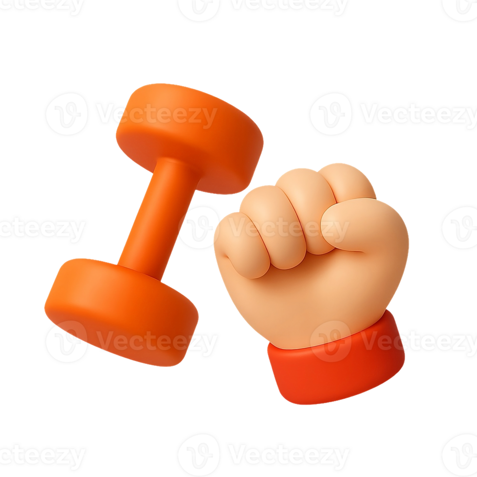 3D Illustration of Hand Holding a Dumbbell for Strength Training png