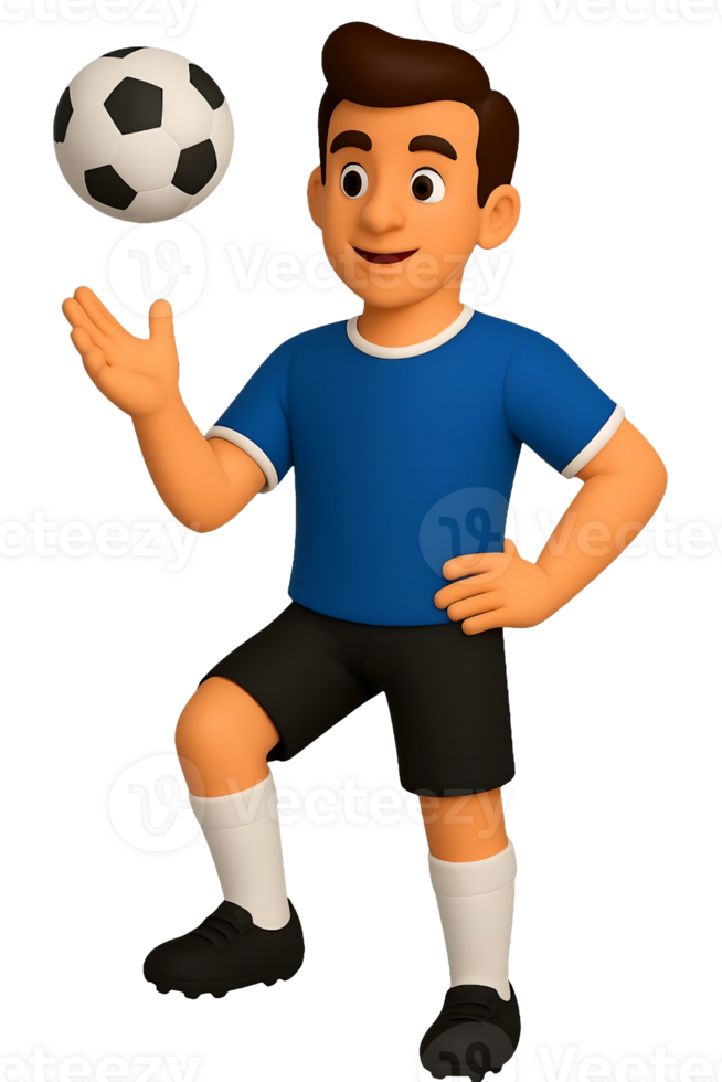 3D Illustration of Man Playing Football with Soccer Ball png
