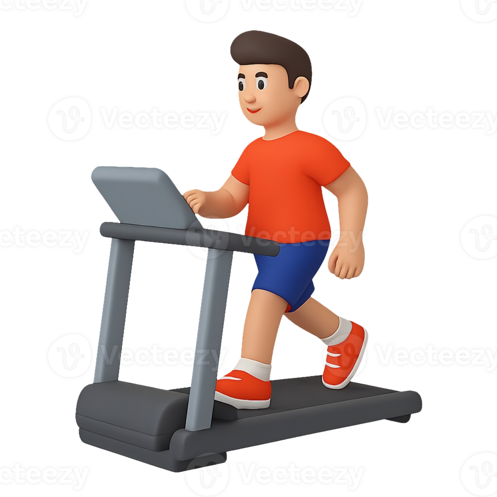 3D Illustration of Man Running on Treadmill for Cardio Exercise png