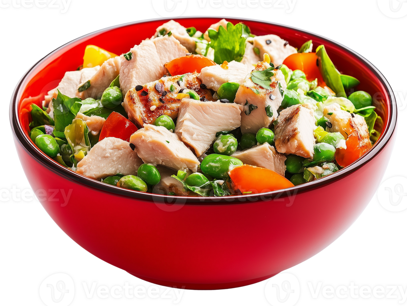 Delicious Chicken Salad in a Red Bowl png