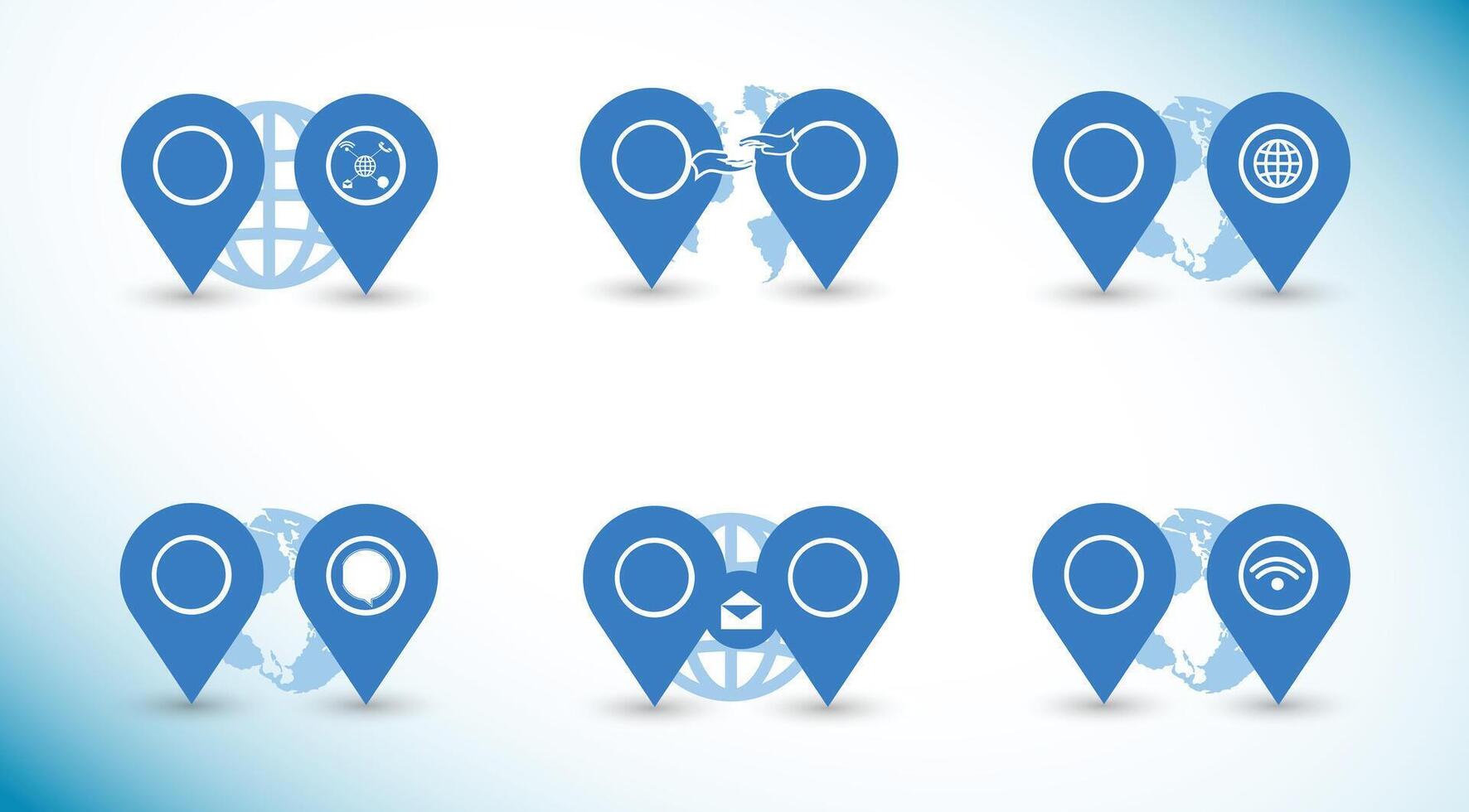 Modern Global Communication and Location Infographic Icons Flat Design Concept vector