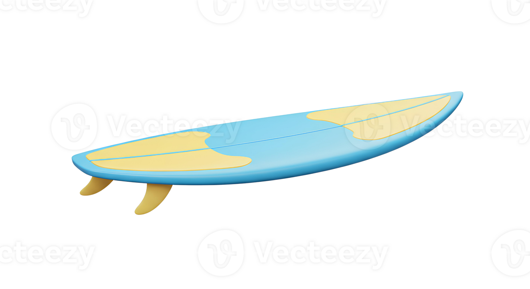 Single surfboard in vertical position isolated for beach holiday themes surf culture designs and water sport. Classic surfboard shape isolated for transparent use png