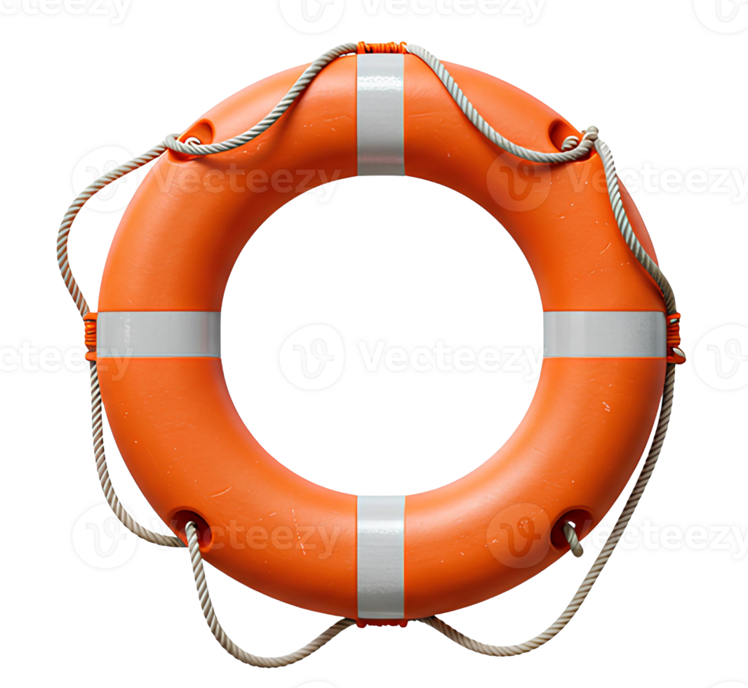 red life buoy . lifebuoy top view flat lay isolated png