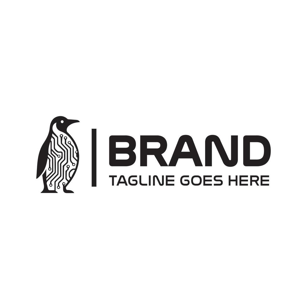 Cyber Penguin Logo, High-Tech Animal Emblem vector