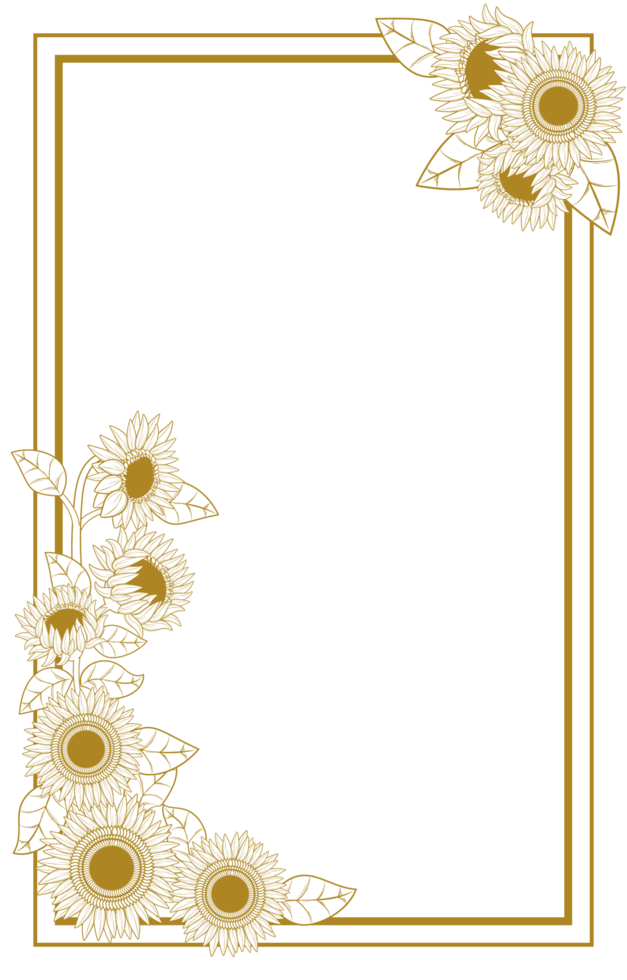 Floral Frame with Sunflowers Ornament png